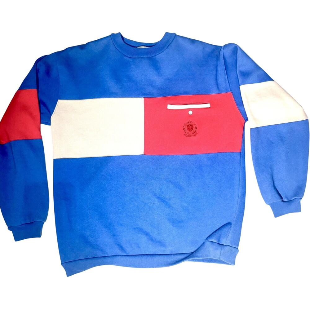 Ivanhoe Sweatshirt Mens Medium Pullover Long Sleeve 90s Color Block